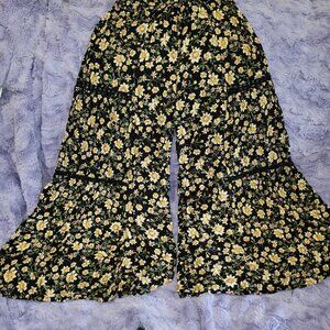 Bohemian Daisy Wide Leg pants with lace detail.
